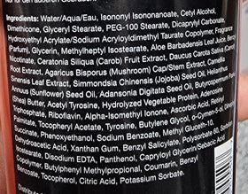 Warning label noting tingle sensation for experienced tanners.