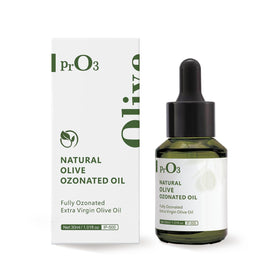 PrO3 fully ozonated olive oil bottle for premium skin nourishment.
