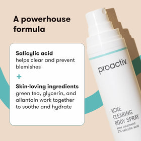 Proactiv 360-degree spray demonstrates easy coverage on hard-to-reach back