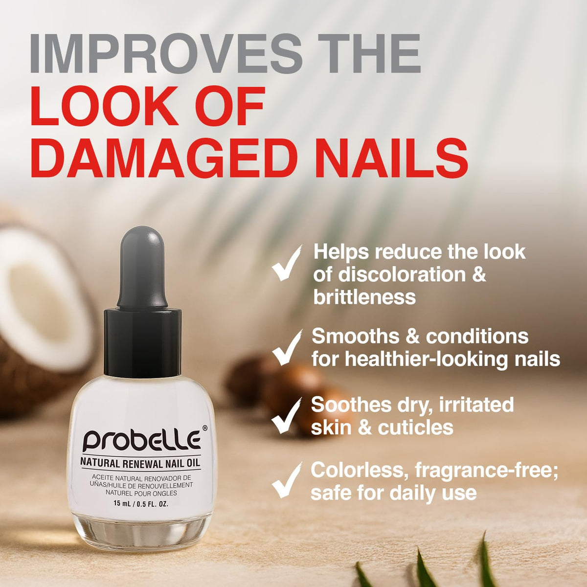 Probelle Discoloration Reduction close-up highlighting improved nail tone.