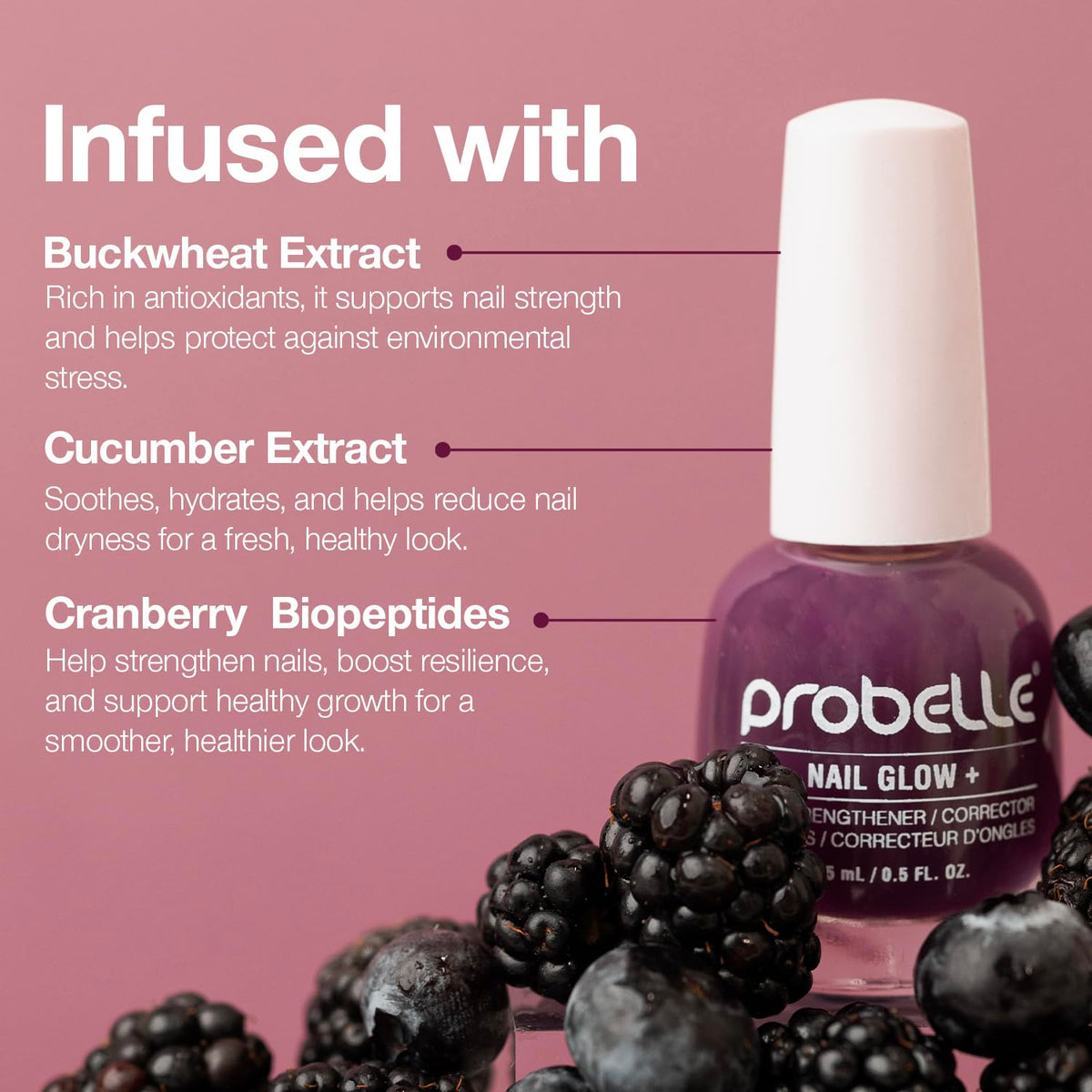 Probelle Nail Glow+ application brush demonstrating easy buildable jelly finish.