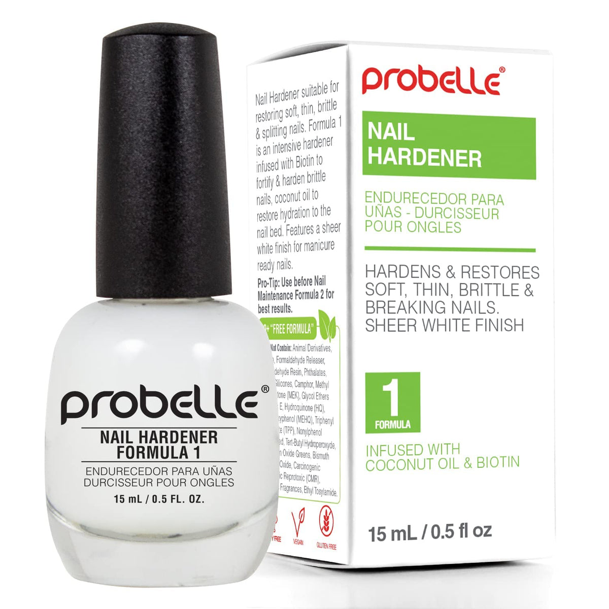 Probelle Nail Hardener Formula 1 bottle closeup for stronger nails