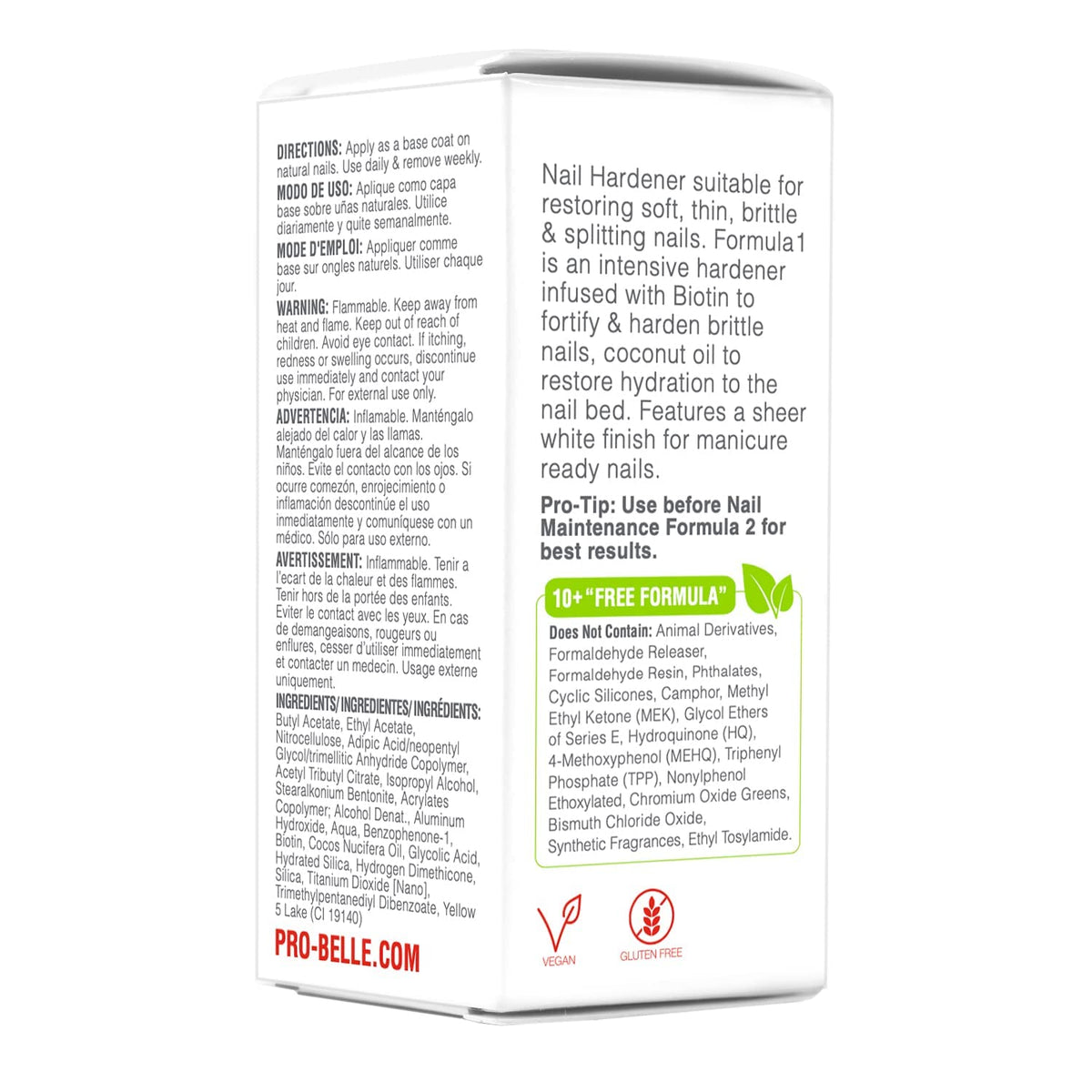 Probelle Nail Hardener Formula 1 smooth clear finish for polished nails