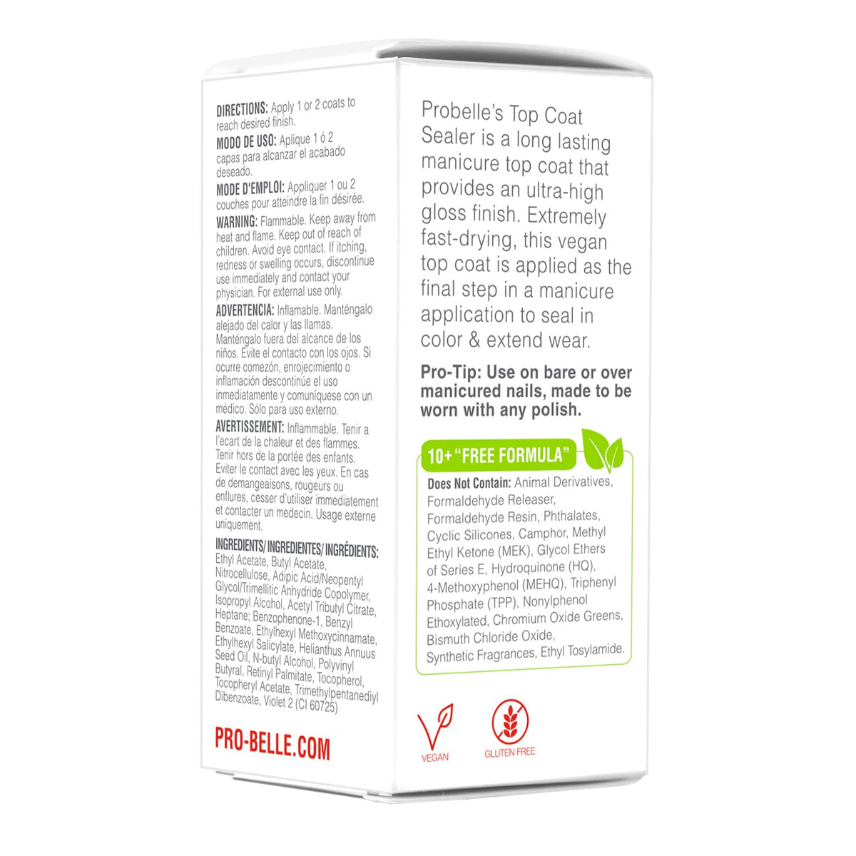 Probelle Top Coat Sealer comes in a 0.5 fl oz bottle for easy use.