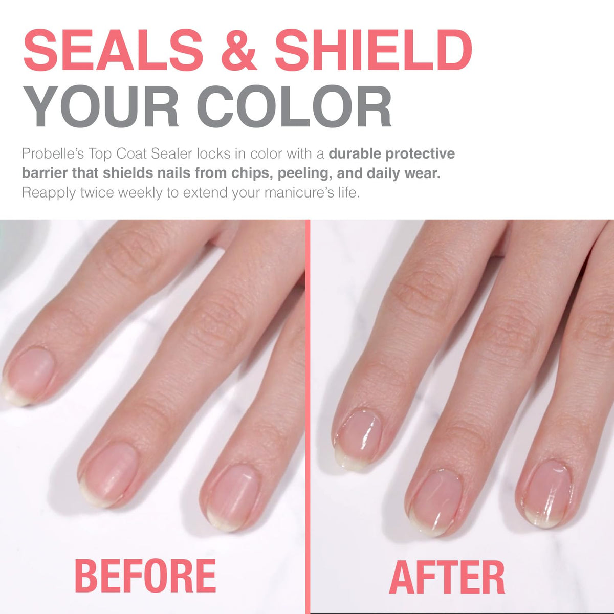 Probelle Top Coat Sealer forms a clear barrier on enamel for protection.
