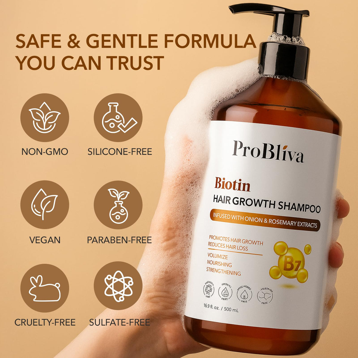 ProBliva shampoo with conditioner duo emphasizes strengthened roots