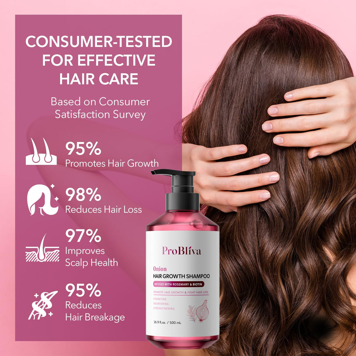 ProBliva Onion Shampoo demonstrates potential for thicker, stronger hair strands.