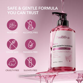 ProBliva Onion Shampoo soothing scalp imagery conveys comfort.