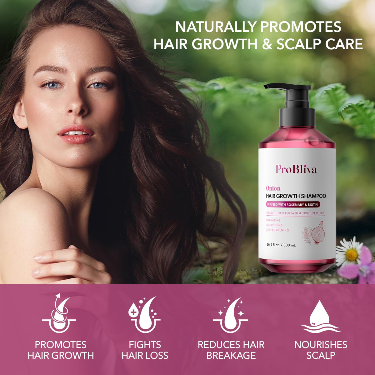 ProBliva Onion Shampoo sulfate-free label supports gentle daily care.