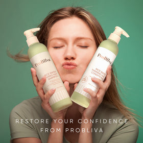 ProBliva Rice Water Conditioner bottle indicating nourished, fuller-looking strands
