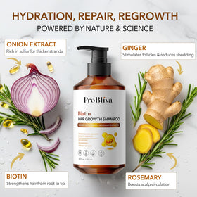 Fresh rosemary leaves beside ProBliva bottle highlights natural ingredient focus