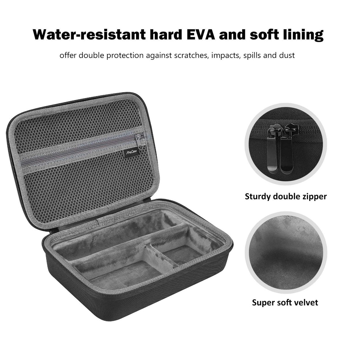 ProCase double zipper design provides easy access to case contents