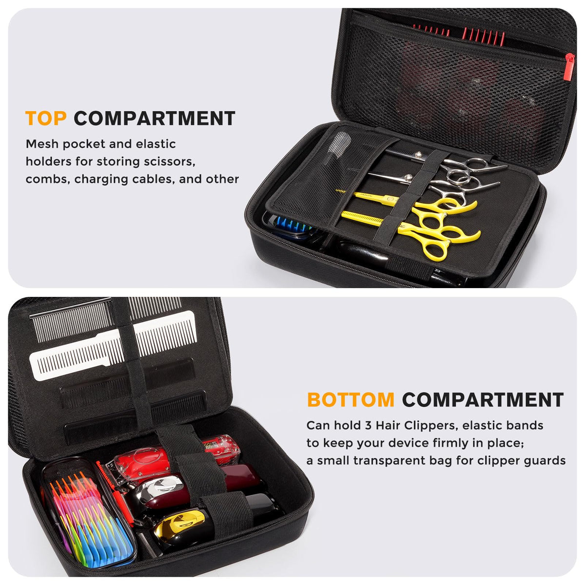 ProCase hard barber case bottom straps protect clippers during transport.