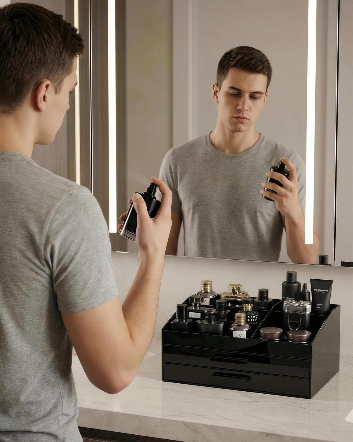 ProCase Modern Black Acrylic Design complements any vanity.