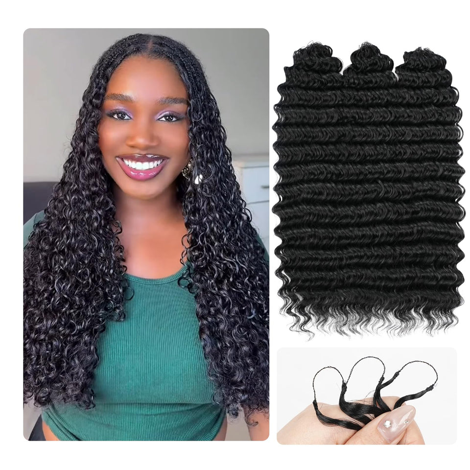 Procener deep wave crochet hair in natural black 18 inch with soft movement for daily wear.