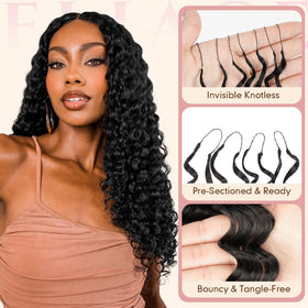 Procener Feather Crochet Hair deep wave creates a full, fluffy look.