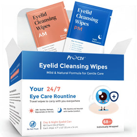 Prociv Day & Night Eyelid Wipes packaging for on-the-go cleansing