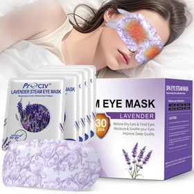 ProCIV lavender steam eye mask pack promotes relaxation and mild eye fatigue relief.