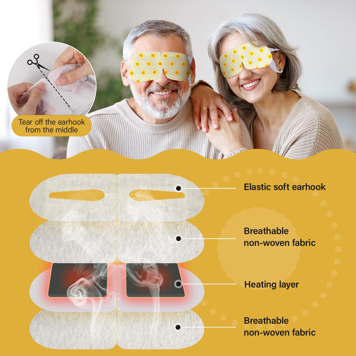 ProCIV disposable eye mask lying beside passport on airplane tray