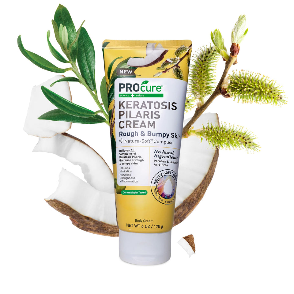 PROcure Keratosis Pilaris Cream bottle closeup showing fragrance-free formula for sensitive skin.