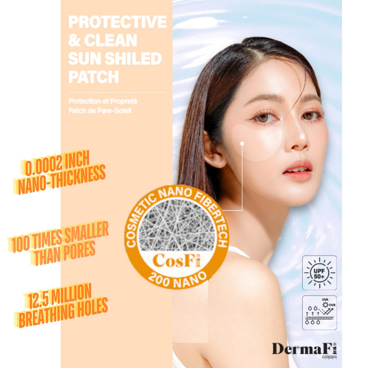 Produco DermaFi transparent skin patch nearly invisible under makeup