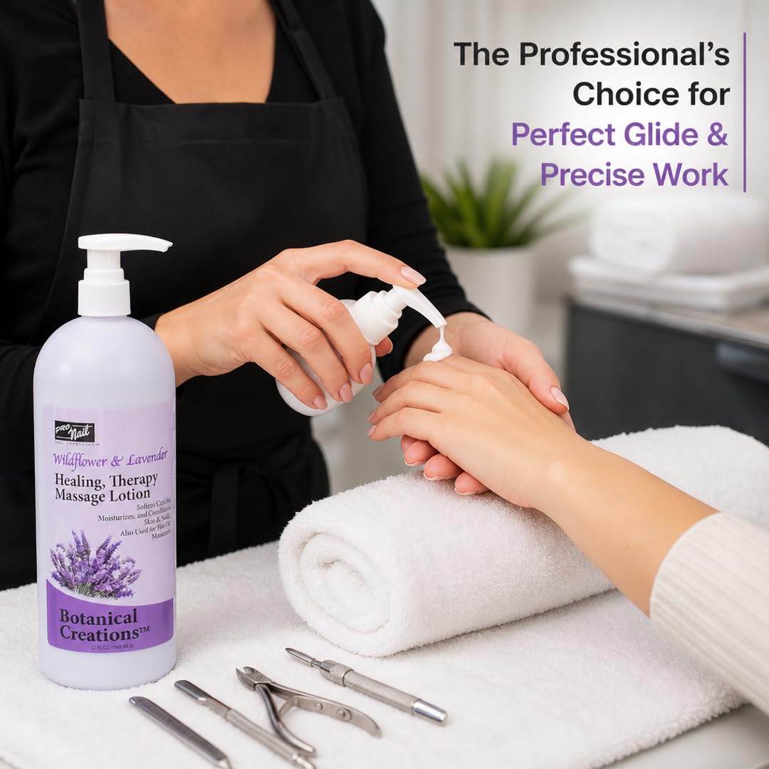 Professional spa treatment table with PRO NAIL therapeutic lotion ready for service