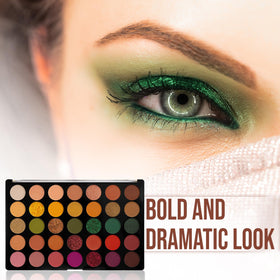 Profusion Marigold 35 Shade Palette open shows matte, shimmer, and glitter shades.