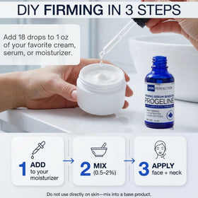 Progeline peptide repair serum pour for easy DIY mixing and blending.