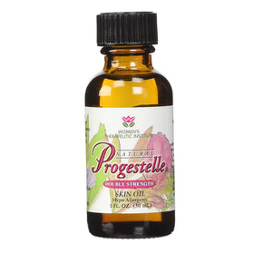 Progestelle Progesterone Body Oil bottle shows a pure, odorless formula for daily moisture.