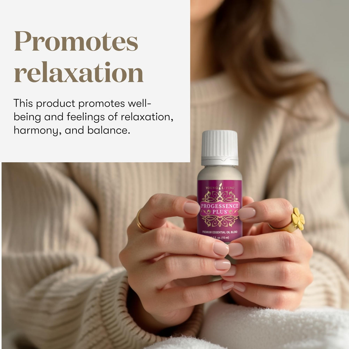 Close-up of Progressence Serum ingredients featuring frankincense, bergamot, and cedarwood.
