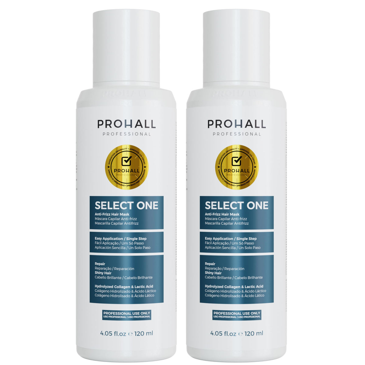 Prohall Select One packaging showing formaldehyde-free keratin treatment for frizz control