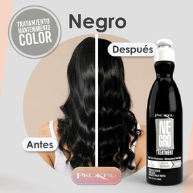 Applying Prokpil Black Nuance to hair during styling.