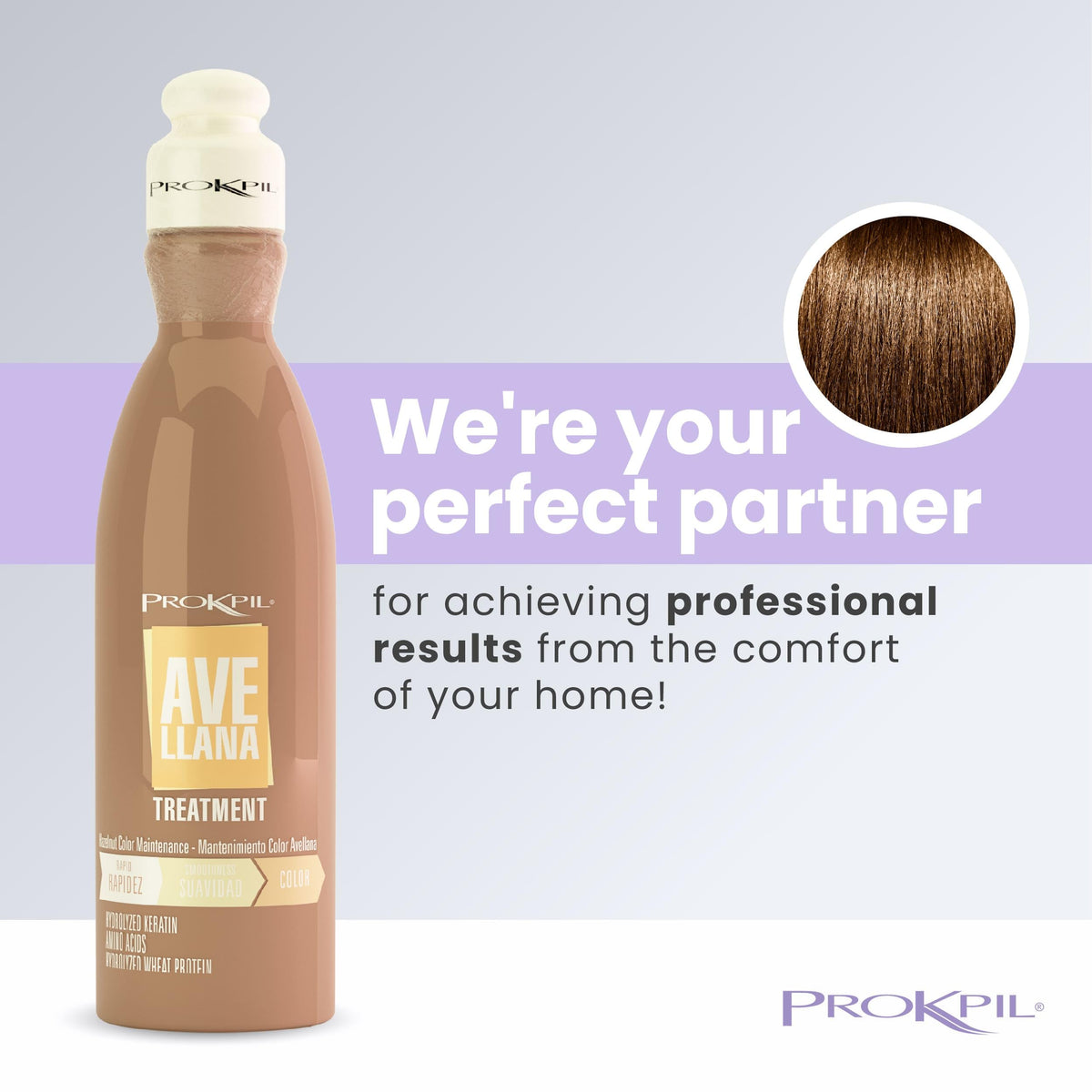Prokpil Hazelnut Treatment dyed hair application shows even distribution.