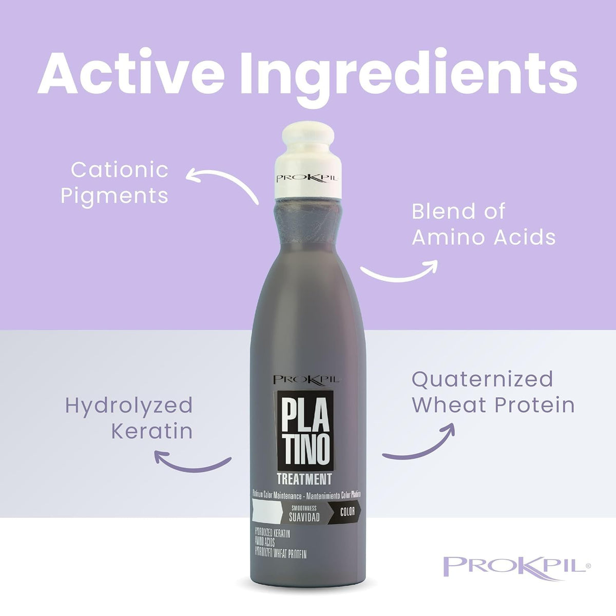 Prokpil enriched keratin and amino acids highlight nourishing formula.