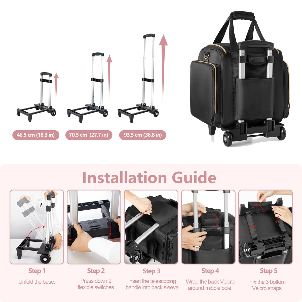 Durable nylon exterior with padding protects cosmetics during travel.