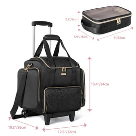 Extendable trolley handle and reinforced legs for smooth rolling.