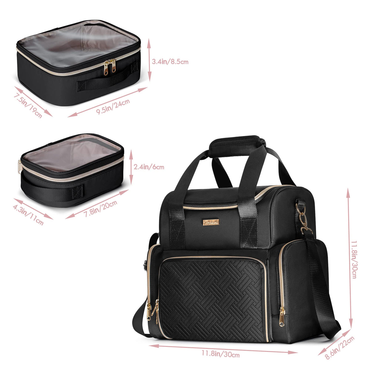 Prokva padded shoulder strap offers comfortable carry for travel.