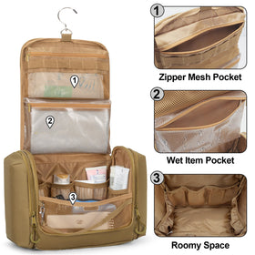Prokva bag hanging on hook shows convenient drying and reach during travel.