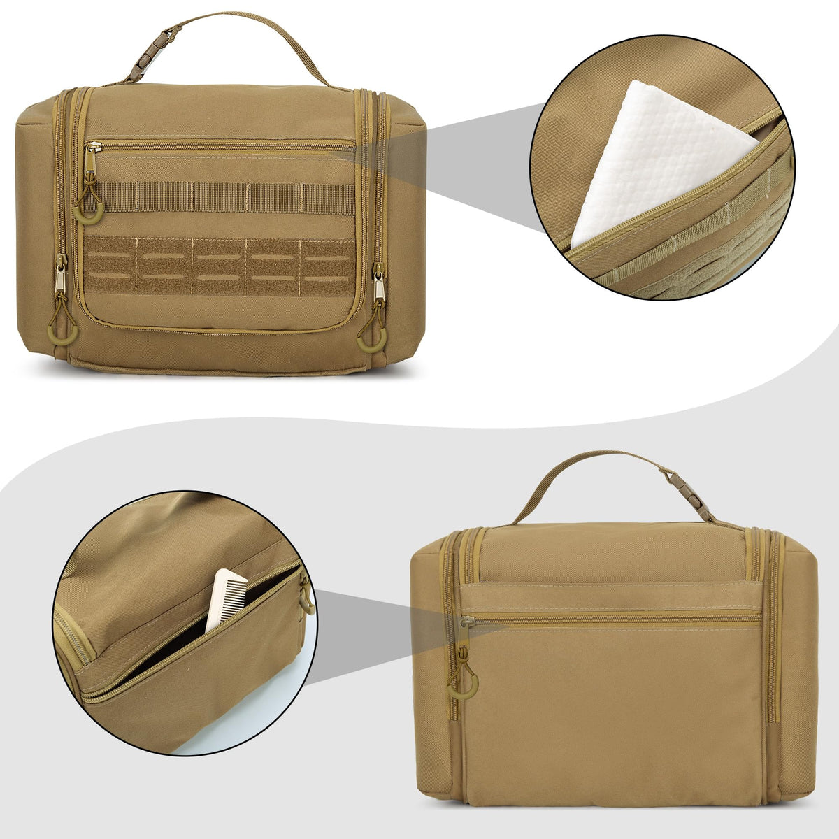 Front MOLLE webbing on the Prokva bag for adding tools and pouches.