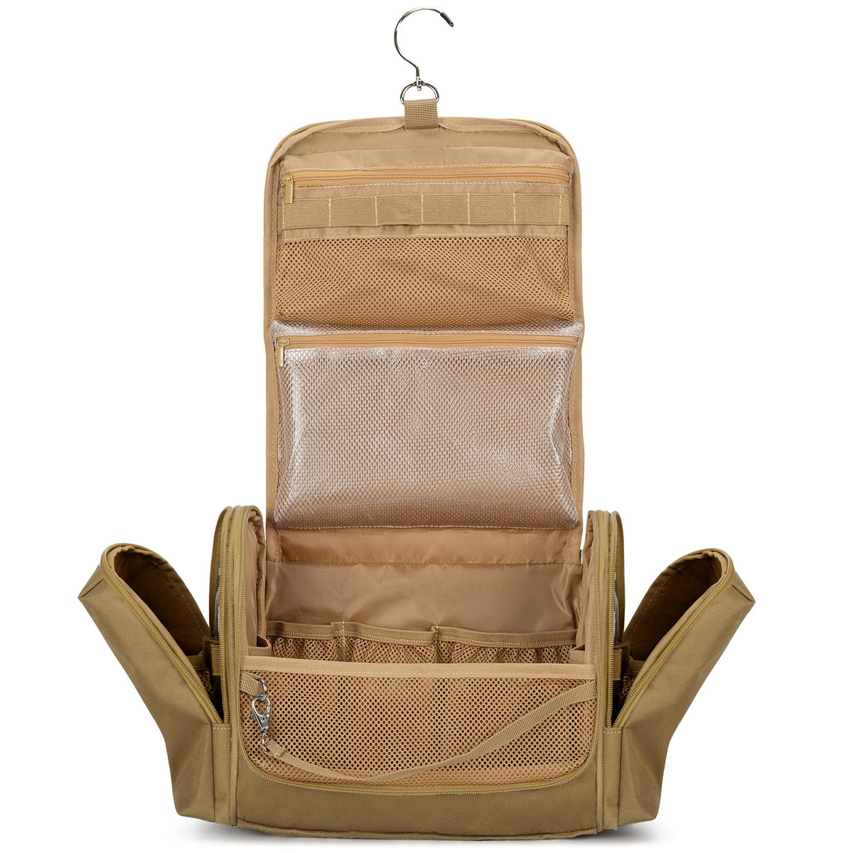Prokva tactical toiletry bag open view showing organized main compartment for travel essentials.