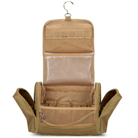 Prokva tactical toiletry bag open view showing organized main compartment for travel essentials.