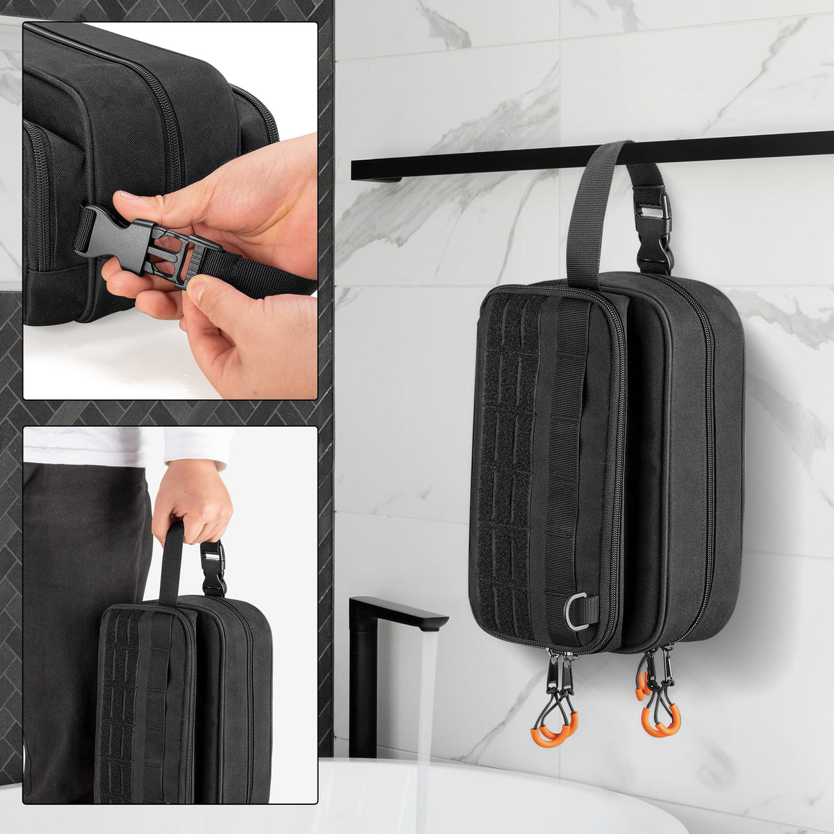 Prokva bag orange interior improves item visibility for quick access.