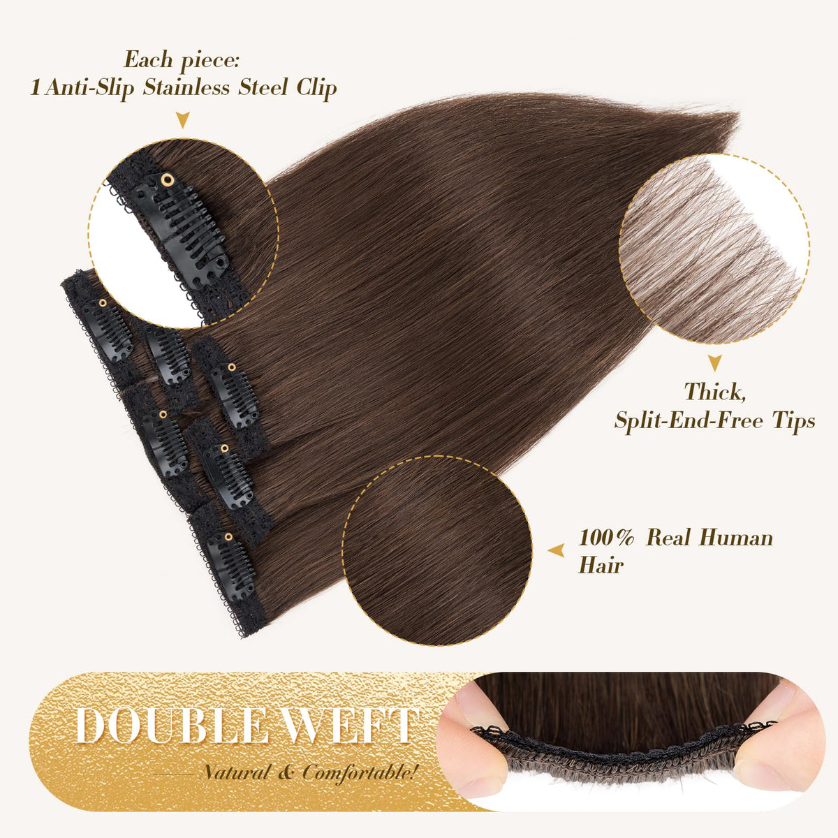 Prokyvity slim single-clip wefts ensure comfortable, secure wear