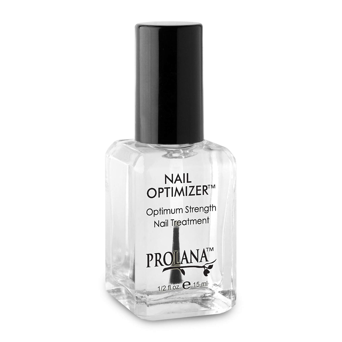 Prolana Nail Optimizer bottle front displaying the clear, strong base coat for brittle nails