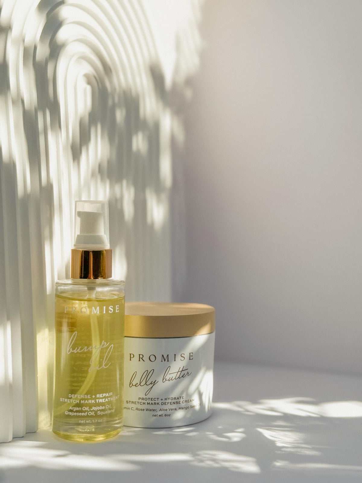 Promise Prenatal Bump Oil being massaged for lightweight hydration