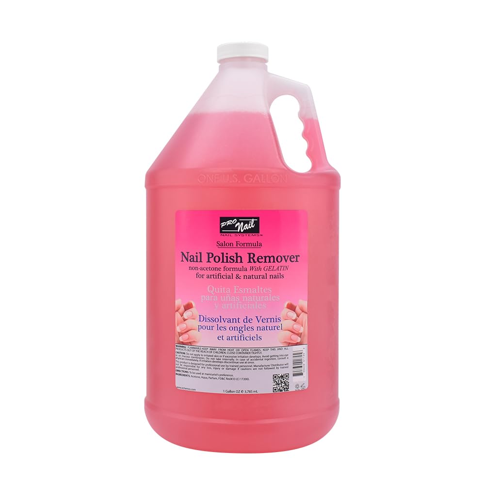 PRONAIL remover bottle pour enables fast removal of tough gels and acrylics.