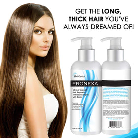 Pronexa bottle pump illustrates convenient daily use for scalp care.