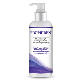 Pronexa Propidren shampoo label showcases botanical ingredients for scalp nourishment.