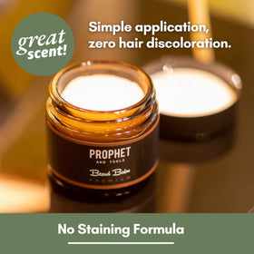 Prophet and Tools beard balm translucent finish leaves no residue