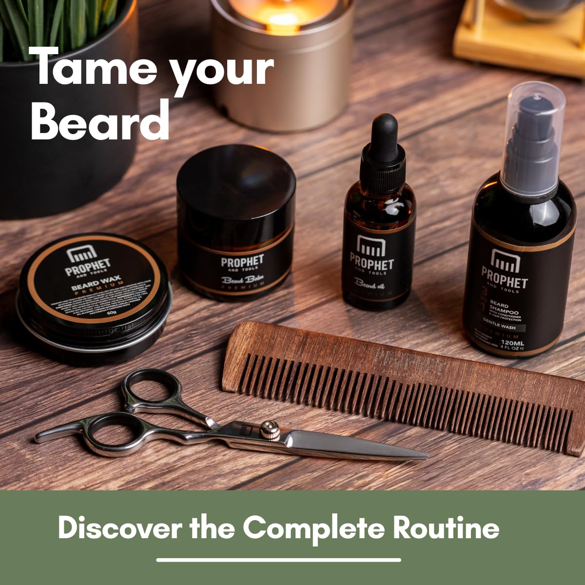 Prophet and Tools bottle with label highlights clean, versatile beard care